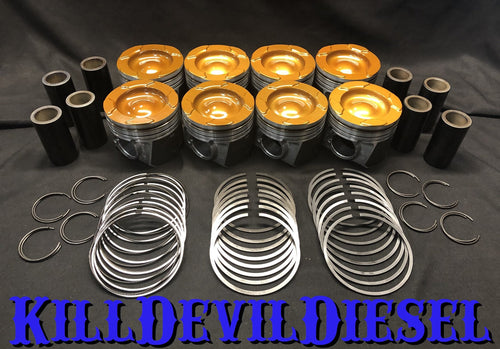 Kill Devil Diesel 6.0 Powerstroke Pistons - Coated w/Machined Bowl and Valve Reliefs